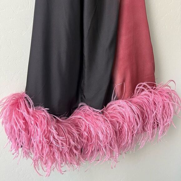 16Arlington Dress Feather Trim Cynthia Mini Dress Brown Pink Size US‎ 12 UK 16 - Picture 4 of 11